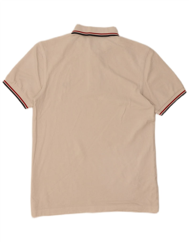 Camisa polo masculina Fred Perry pequena listrada branca de algodão