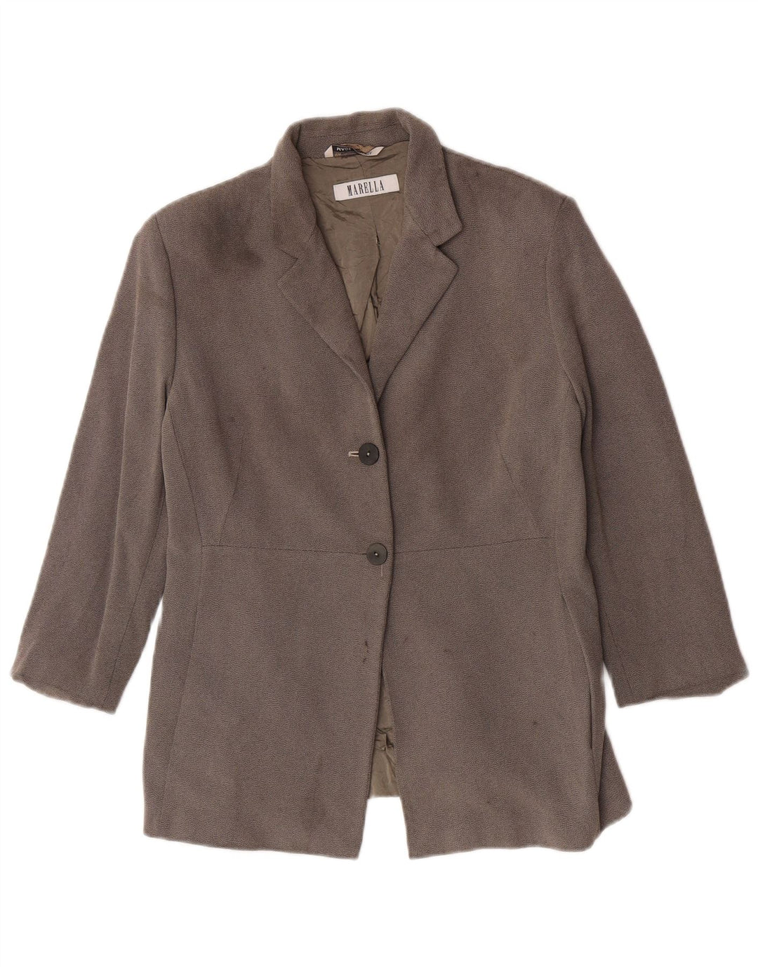 Jaqueta blazer feminina Marella com 2 botões Reino Unido 16 grande viscose cinza
