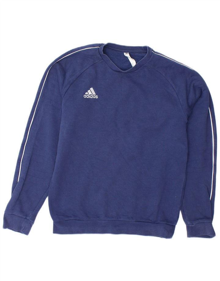 ADIDAS Mens Moletom Jumper Pequeno Algodão Azul Marinho