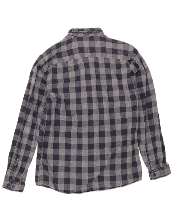 Camisa masculina de flanela JACK & JONES pequena de algodão xadrez azul marinho