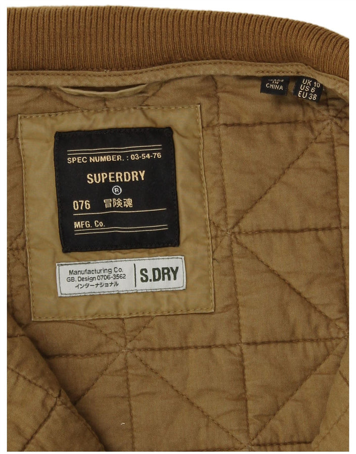 Jaqueta acolchoada feminina Superdry UK 10 pequeno algodão cáqui
