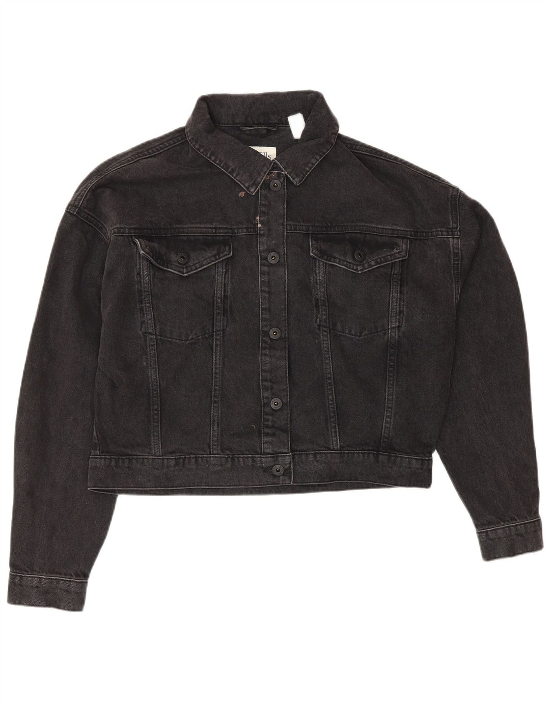 Jaqueta jeans feminina grande JACK WILLS Reino Unido 10 algodão cinza pequeno