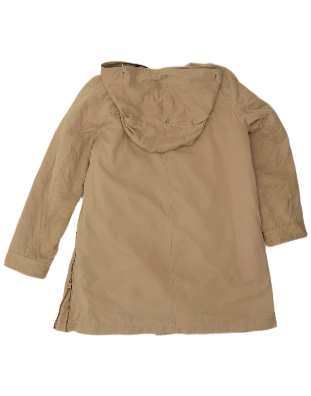 Zara Jaqueta Parka Feminina com Capuz Reino Unido 16 Grande Bege