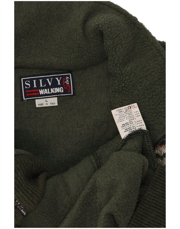 Silvy Mens Fleece Jacket UK 40 Grande Poliéster Verde Colourblock