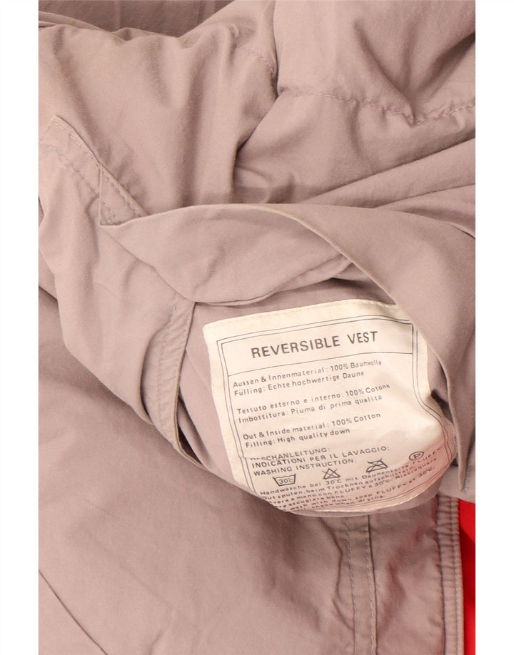 Colete acolchoado reversível masculino vintage UK 38 algodão vermelho médio