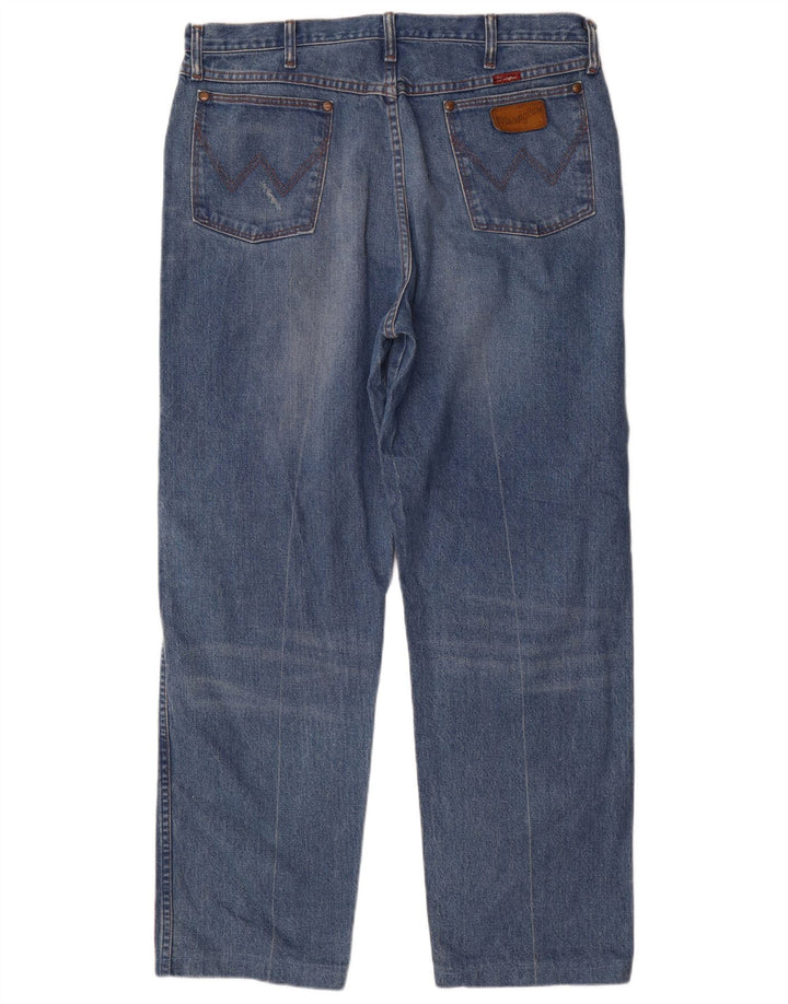 Wrangler Mens Straight Jeans W38 L30 Azul Algodão