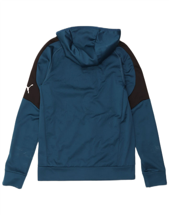Suéter masculino Puma com capuz e zíper pequeno azul colorblock