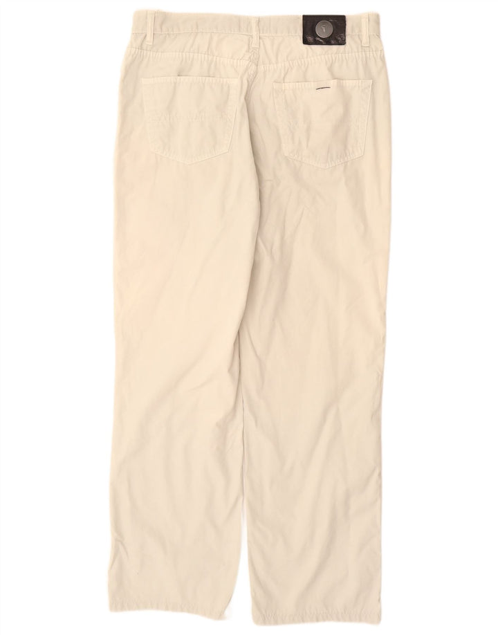 Calça masculina reta casual TRUSSARDI W35 L30 algodão branco
