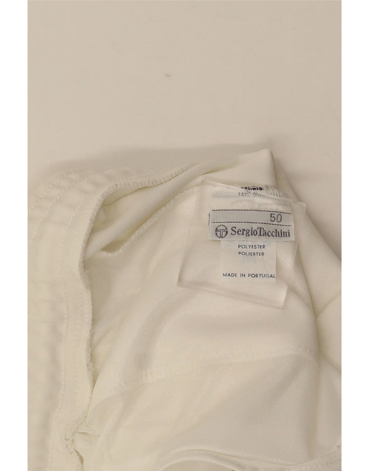 Shorts esportivos femininos Sergio Tacchini IT 50 XL poliéster branco