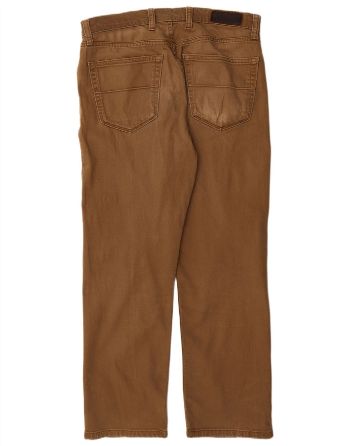 Calça jeans reta regular masculina Marks & Spencer W32 L29 algodão bege