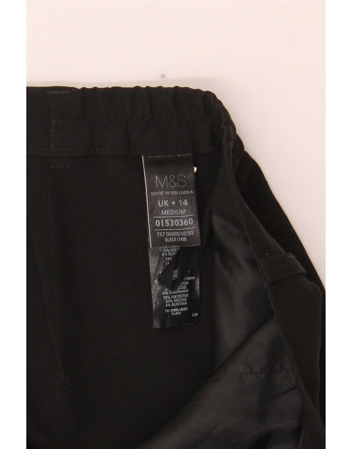 Calça feminina Marks & Spencer Straight Suit Reino Unido 14 Médio W34 L30 Preta