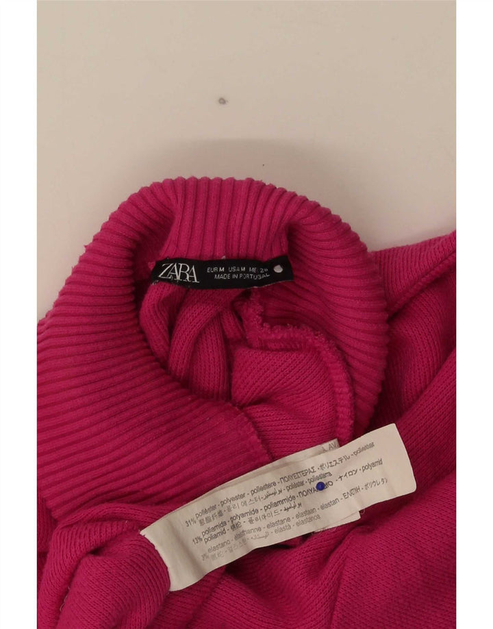 Zara Womens Crop Oversized Top Manga Longa Reino Unido 12 Poliéster Rosa Médio