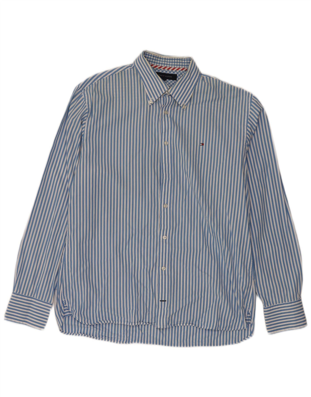 Camisa masculina TOMMY HILFIGER grande algodão listrado azul