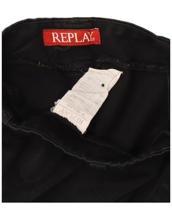 REPLAY Womens Straight Casual Trousers W27 L32 Black Cotton Vintage Replay and Second-Hand Replay from Messina Hembry 