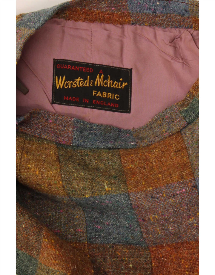 Saia vintage feminina linha A W26 pequena xadrez marrom