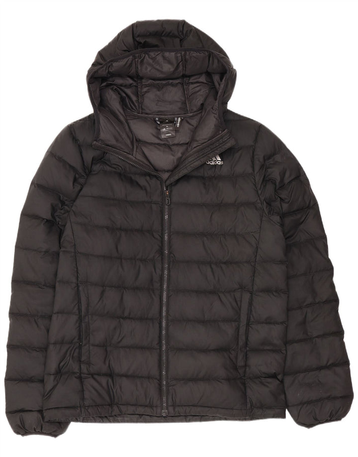 Jaqueta acolchoada com capuz feminina Adidas UK 18 XL preto poliéster