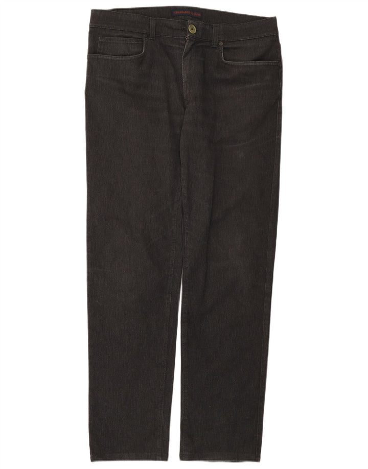 Trussardi Calça jeans reta masculina W37 L31 algodão cinza