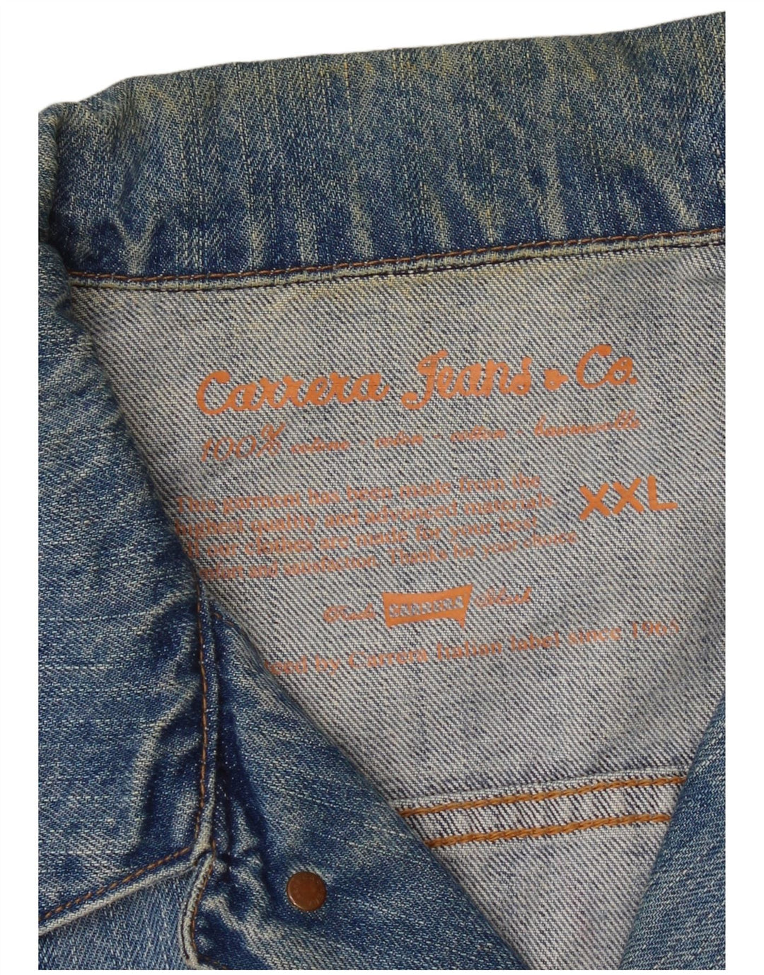 Jaqueta jeans masculina Carrera UK 44 2XL algodão azul
