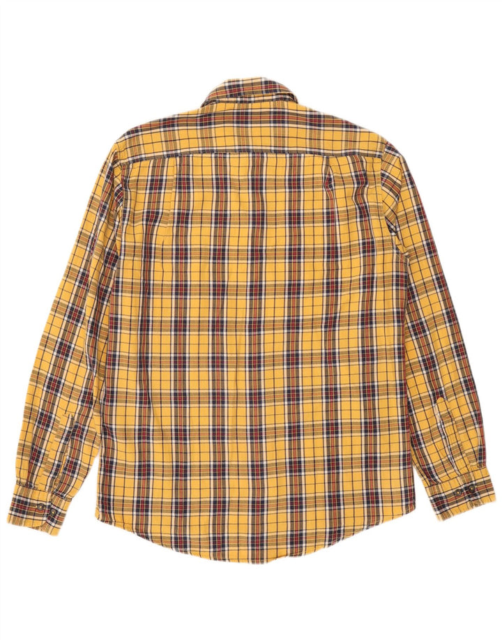 Camisa masculina de flanela Carrera algodão xadrez amarelo médio