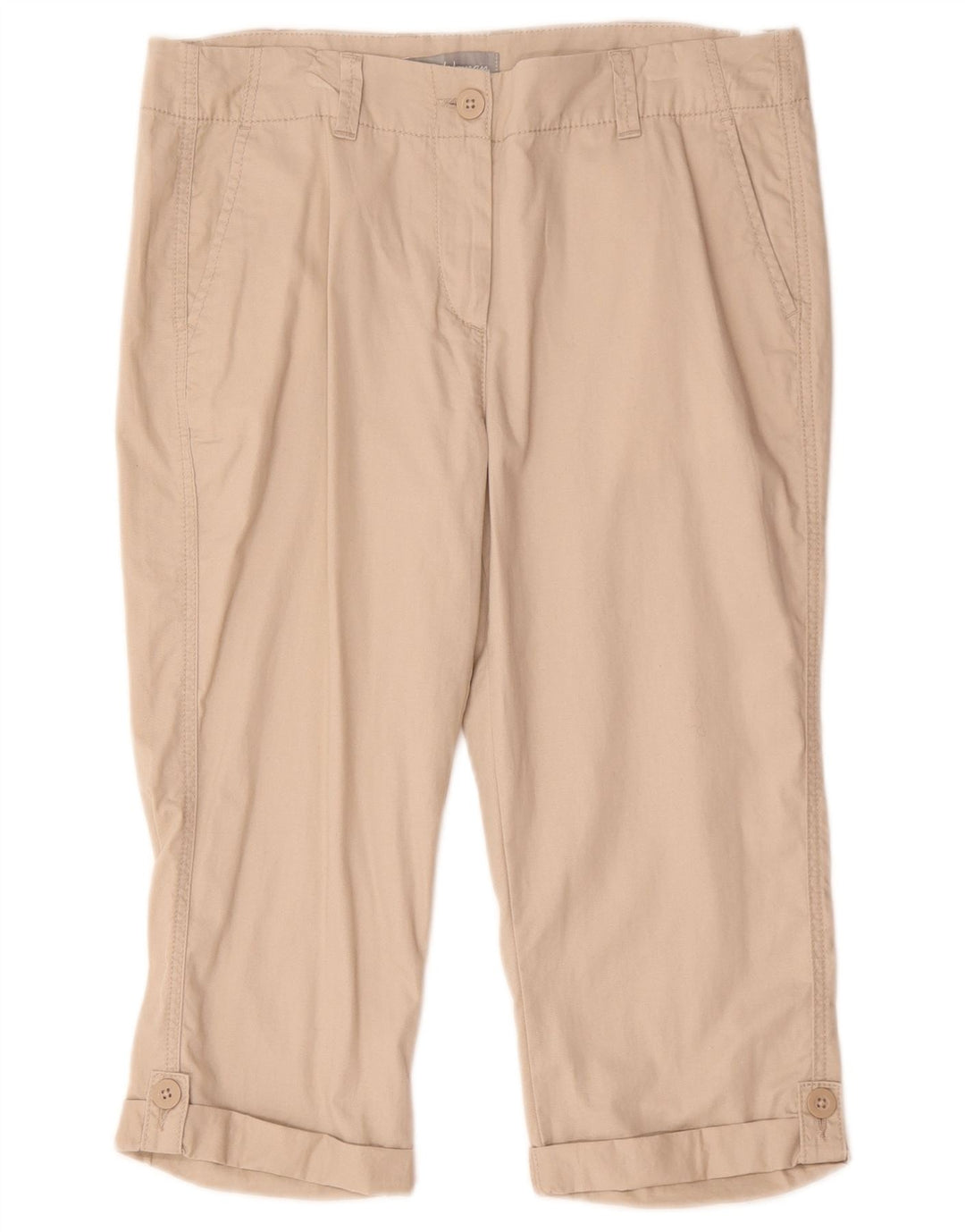 Bermuda feminina Marks & Spencer UK 12 médio W32 algodão bege