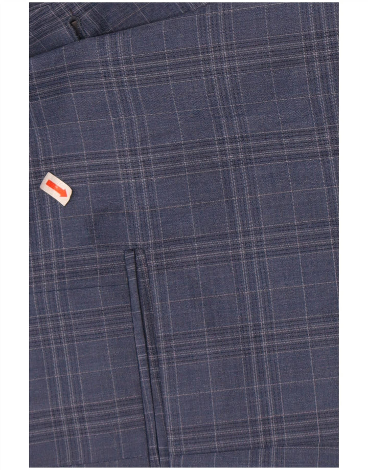 Jaqueta blazer masculina Ben Sherman com 2 botões Reino Unido 44 2XL lã xadrez azul