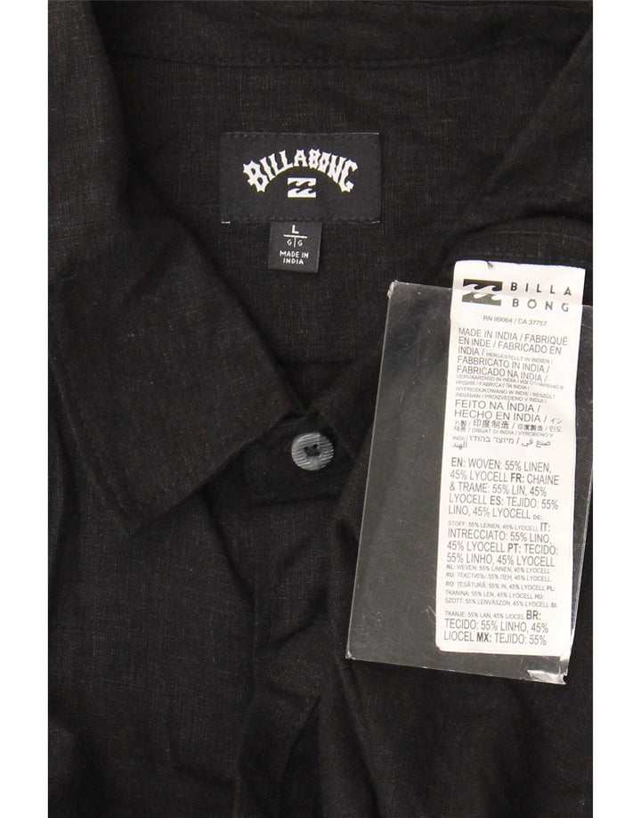 Camisa masculina de manga curta Billabong grande linho preto