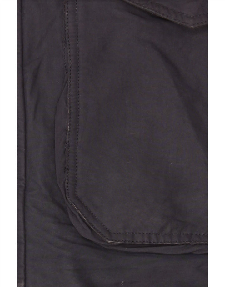 Casaco acolchoado com capuz masculino Zara UK 38 poliéster azul marinho médio