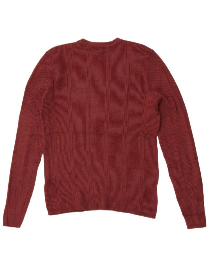 Suéter feminino Marks & Spencer com gola redonda Reino Unido 14 viscose marrom médio
