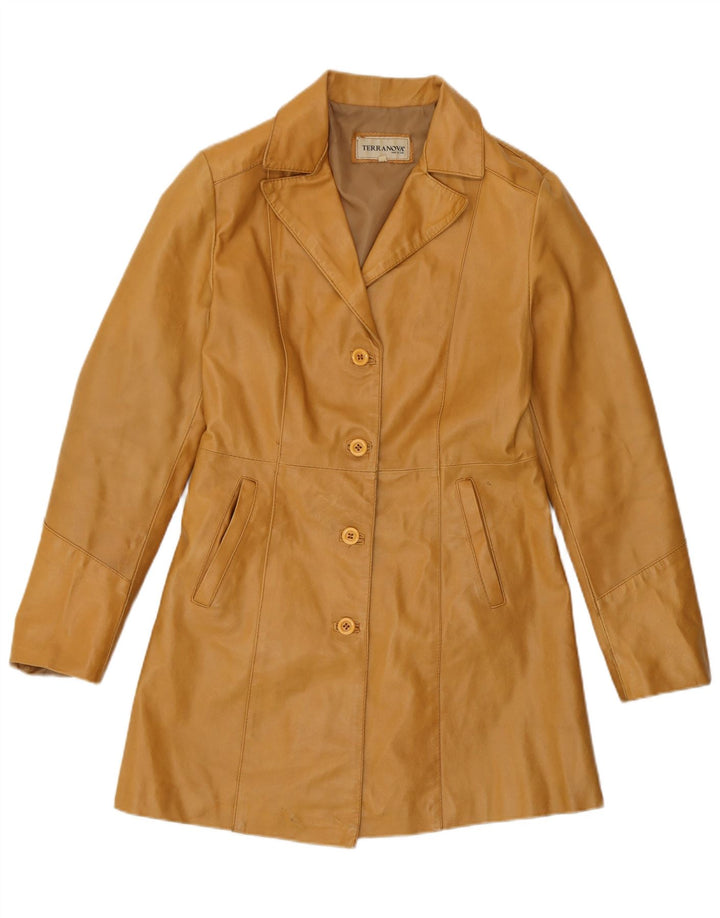Casaco de couro feminino Terranova UK 10 pequeno couro bege