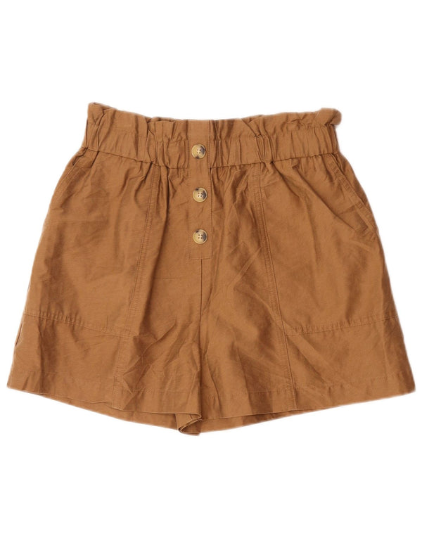 Zara Shorts feminino casual de cintura alta médio W28 marrom Lyocell