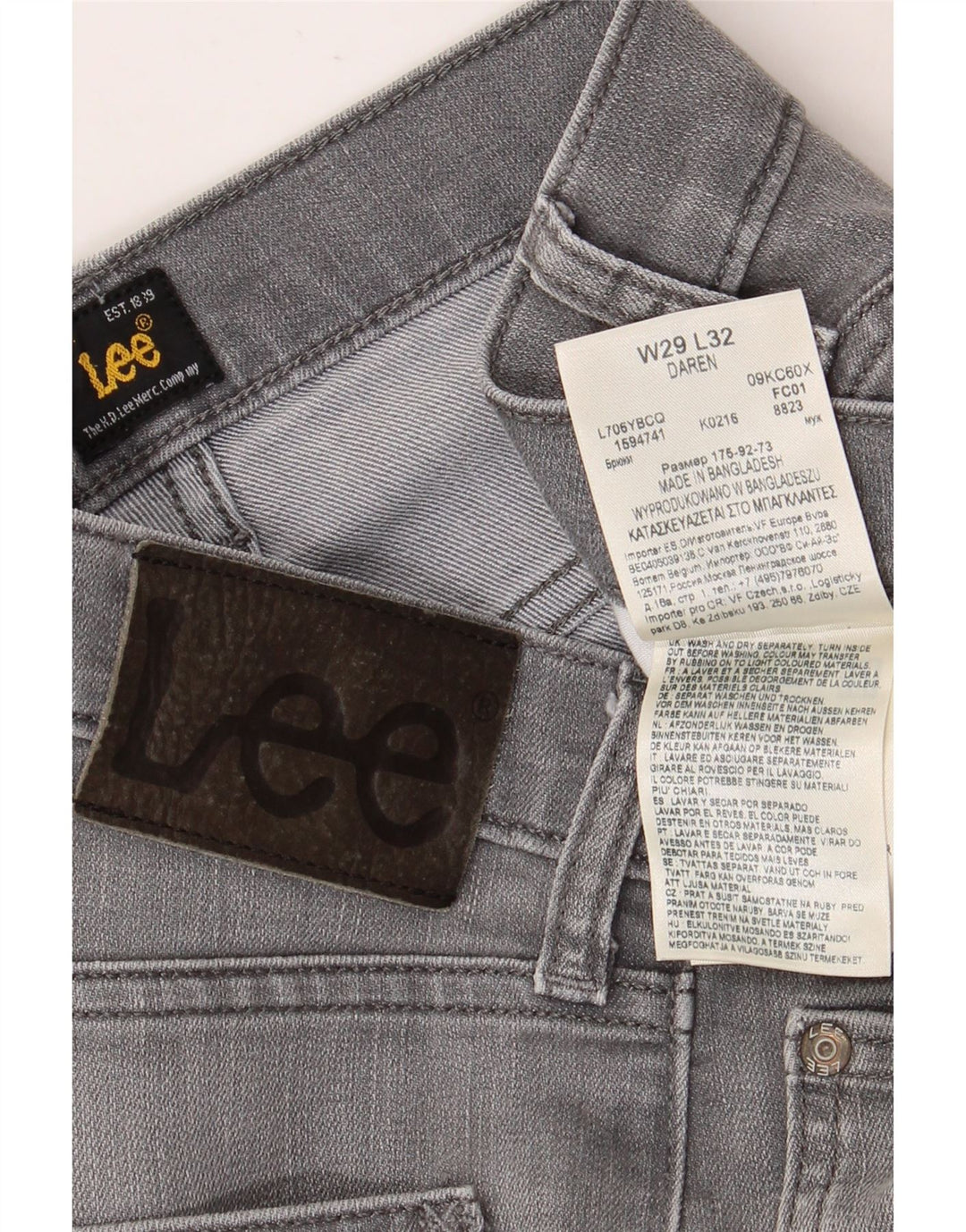 LEE Feminino Daren Slim Jeans W29 L28 Algodão Cinza