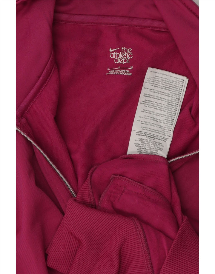 NIKE Womens Tracksuit Top Jacket UK 16 Grande Rosa Colourblock Poliéster