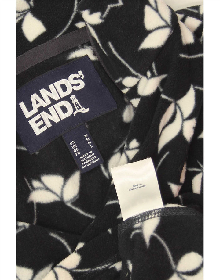 Jaqueta de lã feminina Lands End UK 14 poliéster floral azul marinho médio