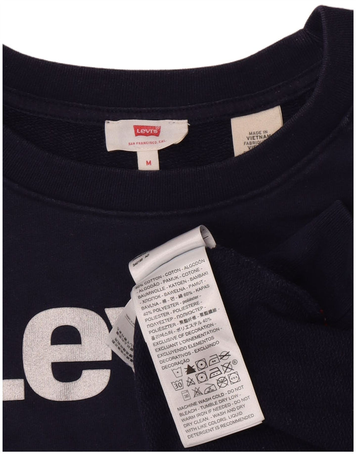 Moletom gráfico feminino Levi's Jumper UK 14 médio azul marinho algodão