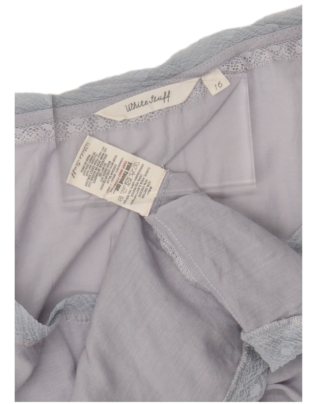 Blusa feminina WHITE STUFF Top UK 16 grande algodão azul