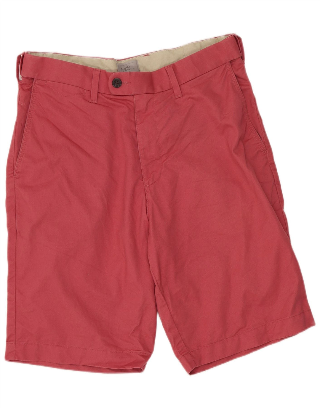 Shorts chino masculino Marks & Spencer de ajuste regular W32 algodão rosa médio