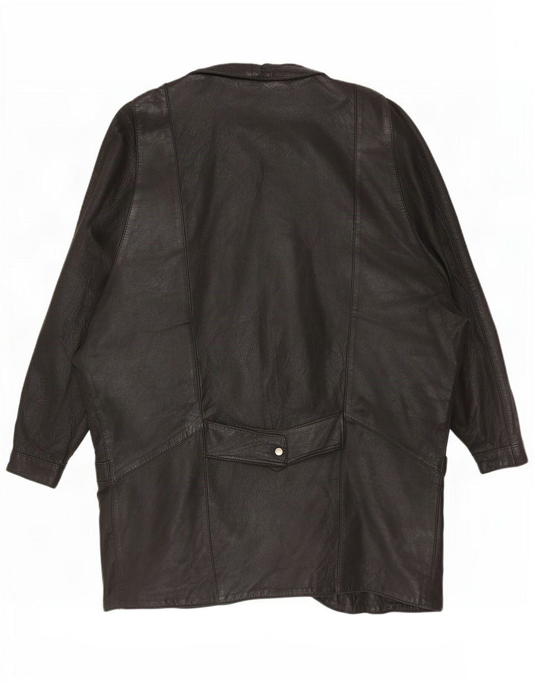 Casaco de couro grande vintage feminino UK 12 médio preto