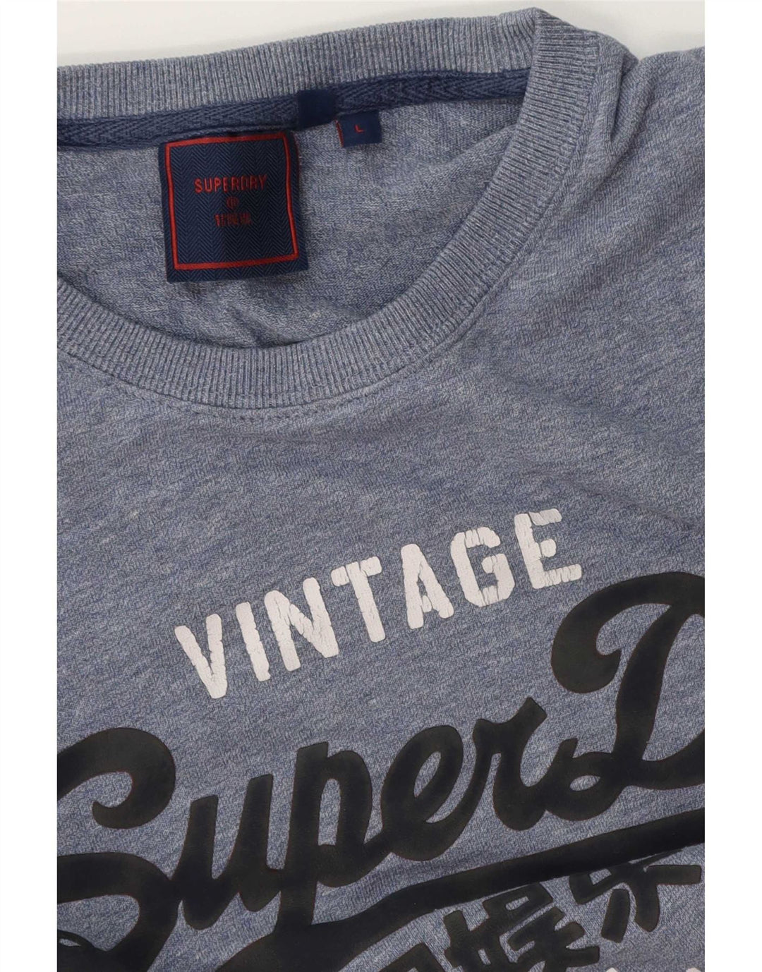 Camiseta masculina Superdry com estampa gráfica grande algodão azul