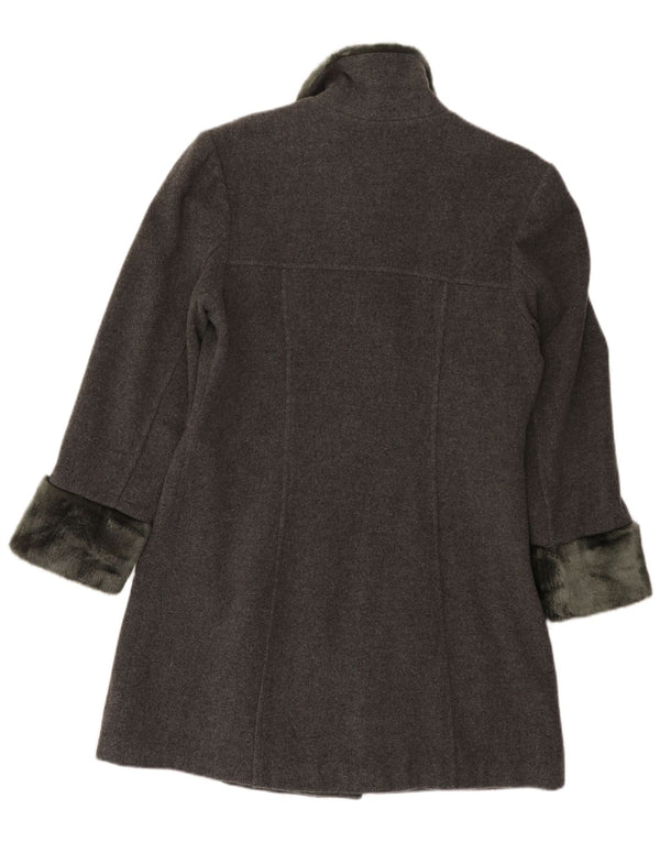 Casaco feminino vintage com peito duplo EU 42 grande lã cinza