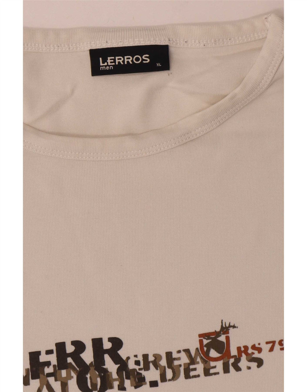 Lerros Mens Graphic Top Manga Longa XL Algodão Branco