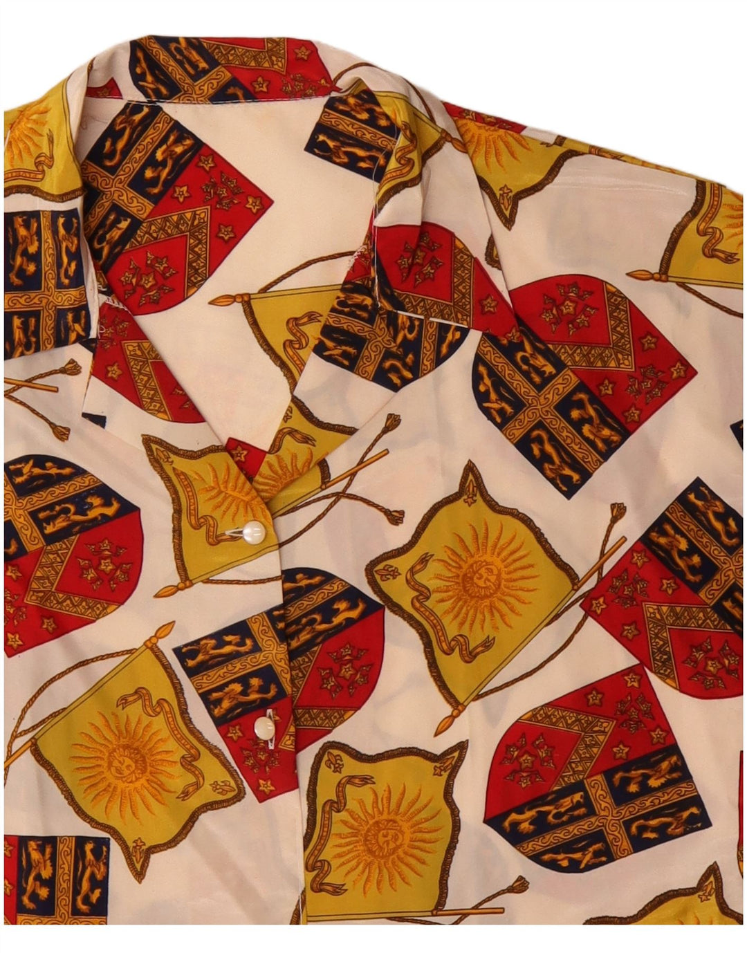 Blusa feminina vintage com estampa abstrata e corte grande Reino Unido 14 grande off white