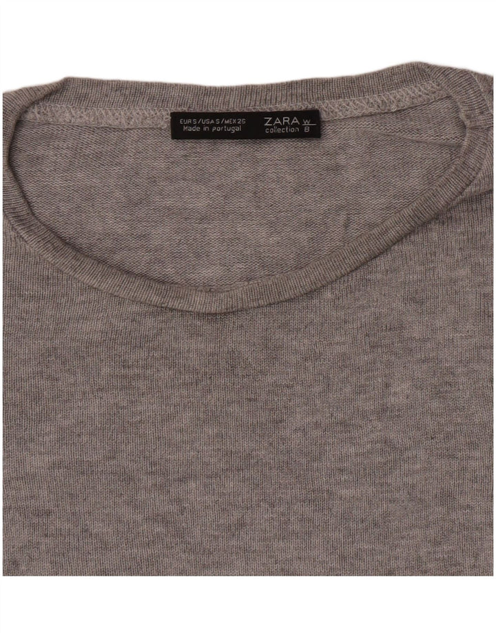 Zara Top feminino oversized manga comprida Reino Unido 10 pequeno cinza