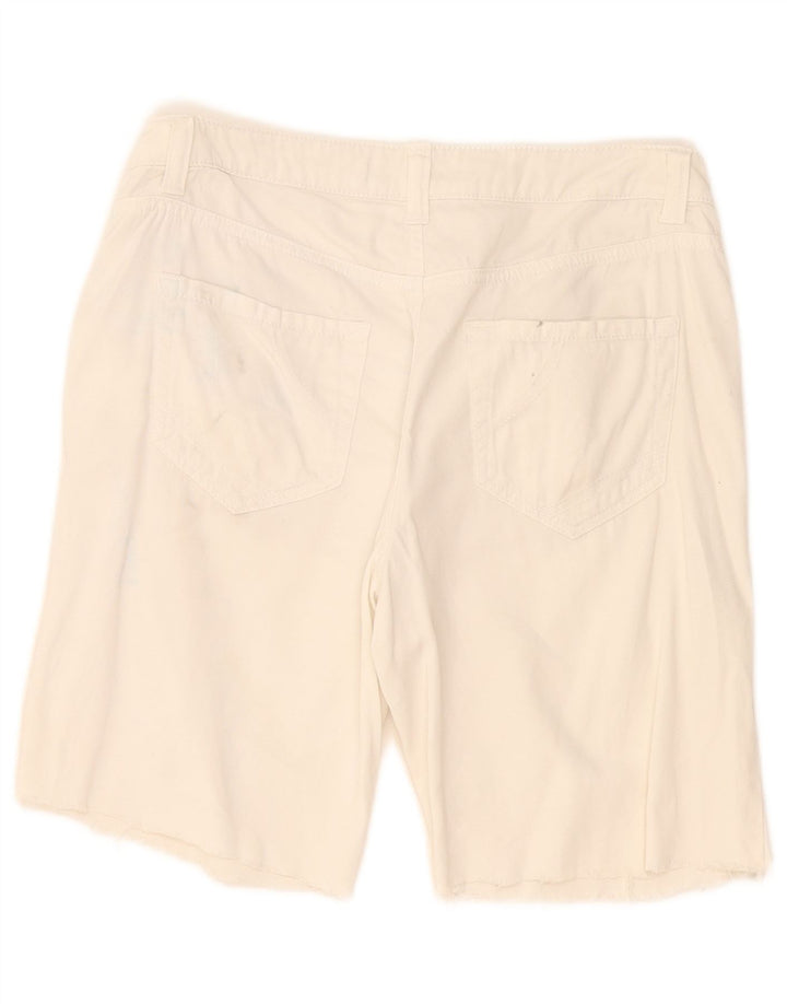 Shorts casuais femininos Benetton IT 44 médio W34 algodão branco
