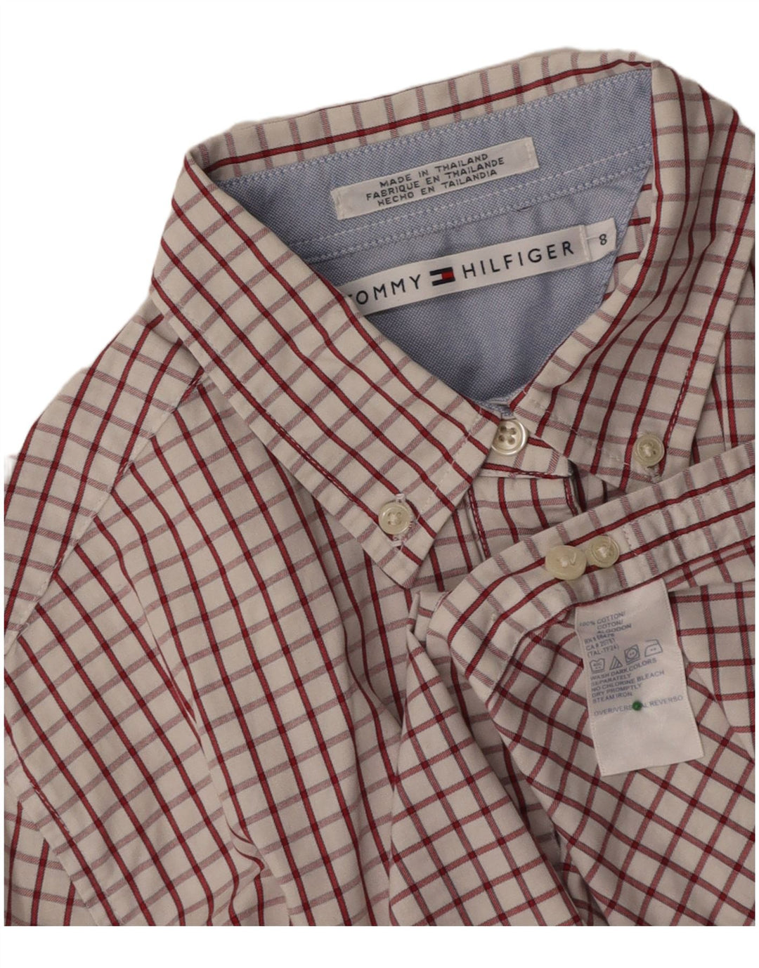 Camisa feminina TOMMY HILFIGER US 8 médio branco xadrez algodão