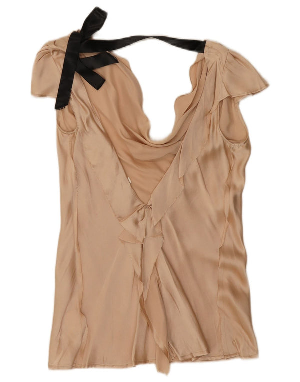 Blusa feminina Liu Jo Top IT 42 seda colorblock bege médio