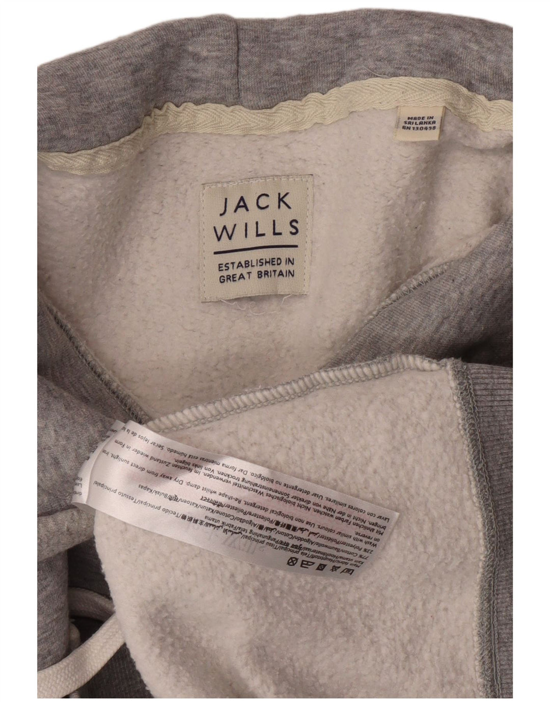 JACK WILLS Suéter masculino com capuz gráfico grande algodão cinza