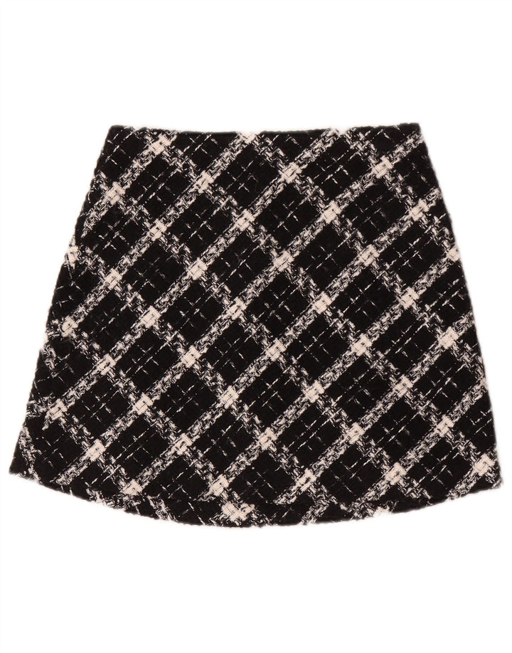 Minissaia feminina Zara XS W24 xadrez preta