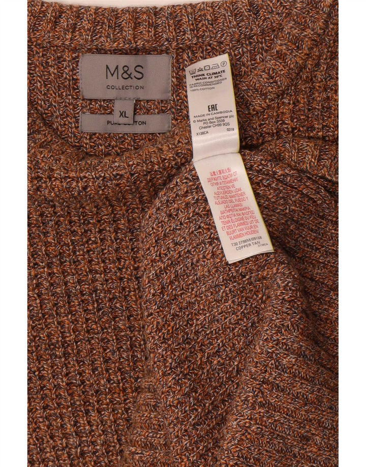 Suéter masculino Marks & Spencer com gola canoa XL de algodão marrom