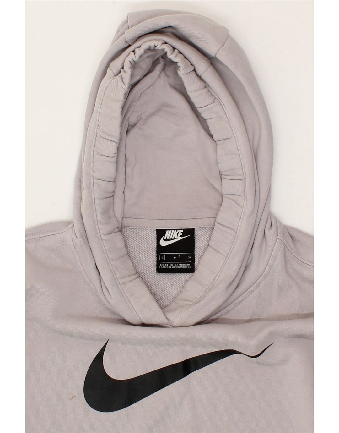 NIKE Womens Oversized Graphic Hoodie Jumper UK 10 Small Grey Cotton Vintage Nike and Second-Hand Nike from Messina Hembry 