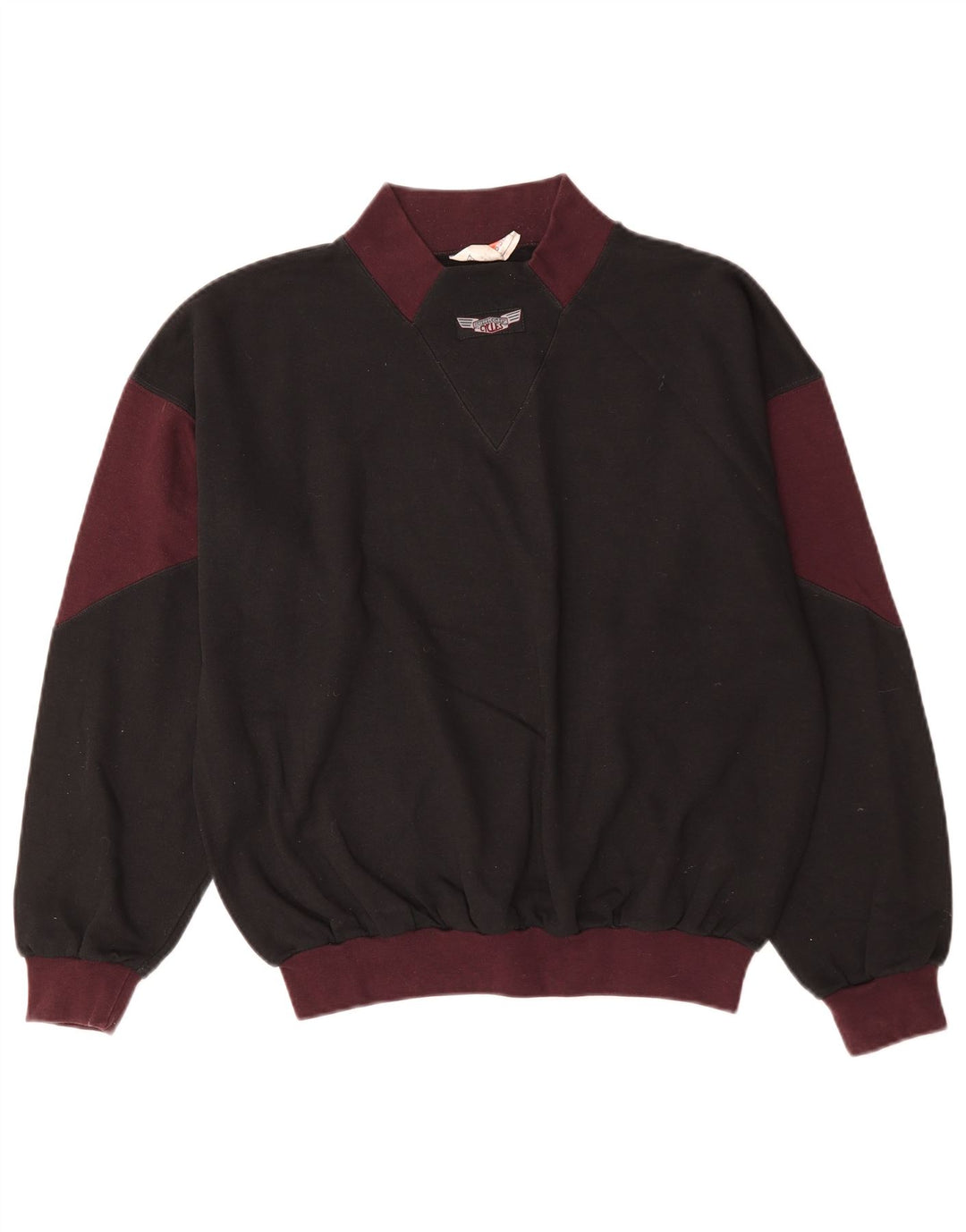 Moletom masculino vintage Jumper médio preto colorblock algodão